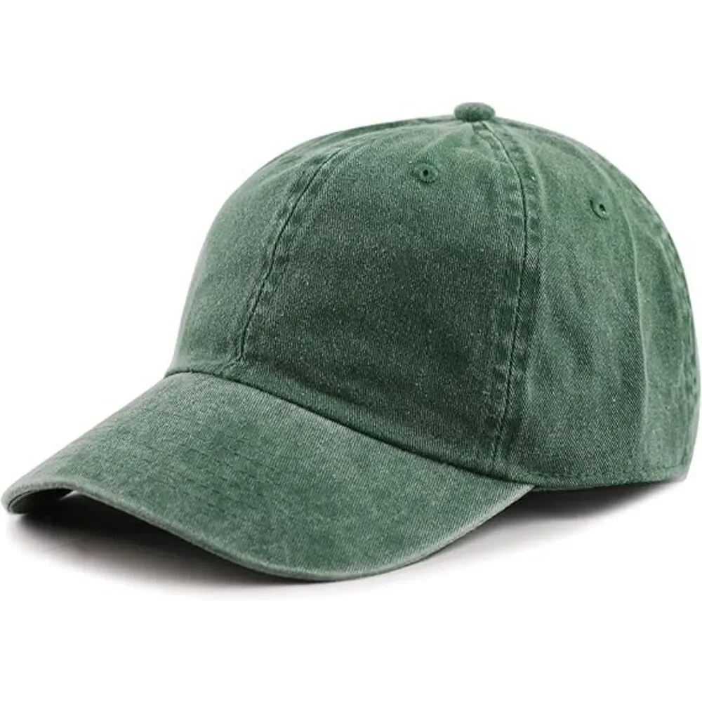 Unisex Green 100% Cotton Pigment Adjustable Size Classic Baseball Six Panel Cap